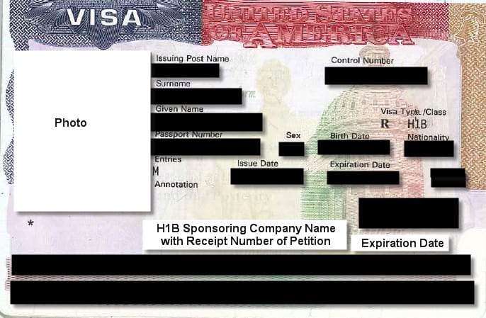 Sample H1B Visa Stam